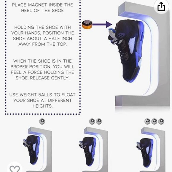 Magnetic Rotating Levitation Display Black Acryllic LED Light Shoe Exhibit Stand - Picture 2 of 4